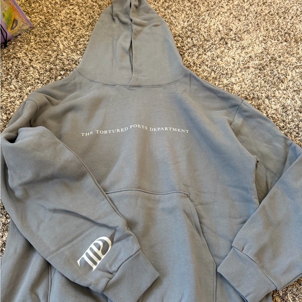 Taylor Swift TTPD Gray Hoodie with White Print